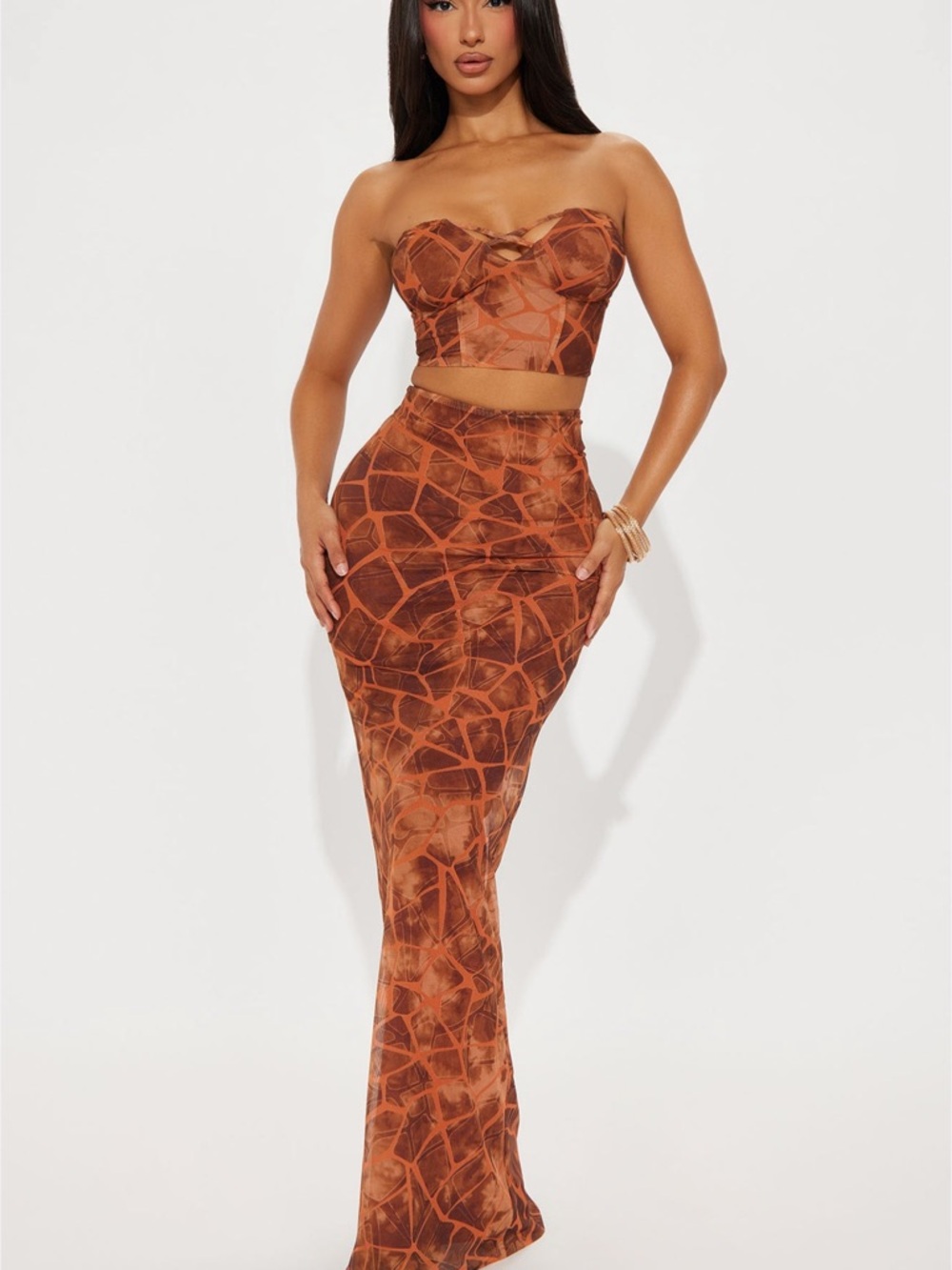 Orange Patterned Maxi Skirt — Lightweight Summer Staple